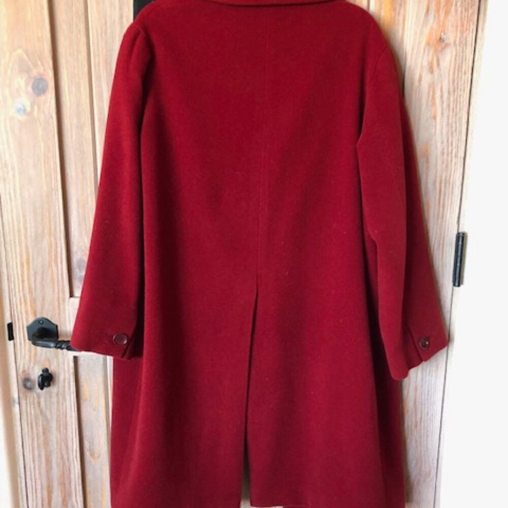 Archival ROMEO GIGLI Red Wool Double-Breasted Long Coat - Pinstripe Lining M/L - Picture 11 of 14